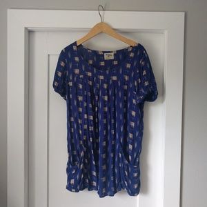 Blue anthropologie brand tunic top
